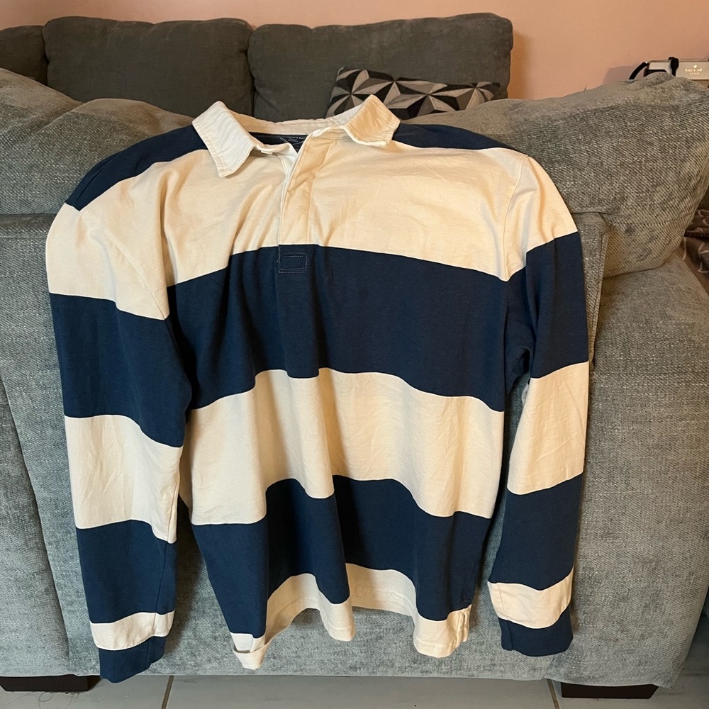 Long Sleeve Striped Collard Shirt